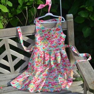 Kate Mack heart dress with lattice back and full skirt - Size 10Y